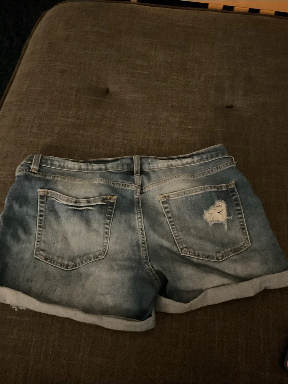 refuge Distressed Rolled Hem Jean Shorts - Light Blue